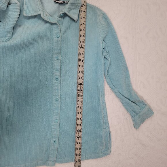 Croft & Barrow women's shirt corduroy shacket side pockets‎ pastel mint size S - Picture 14 of 15